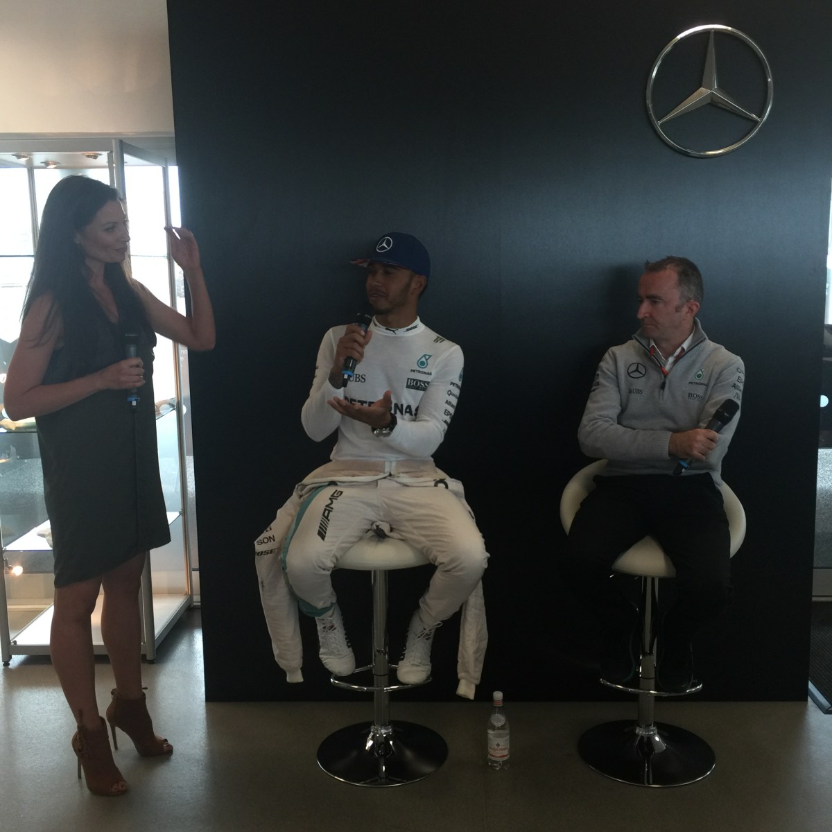Torie Campbell chats to Lewis Hamilton and Paddy Lowe