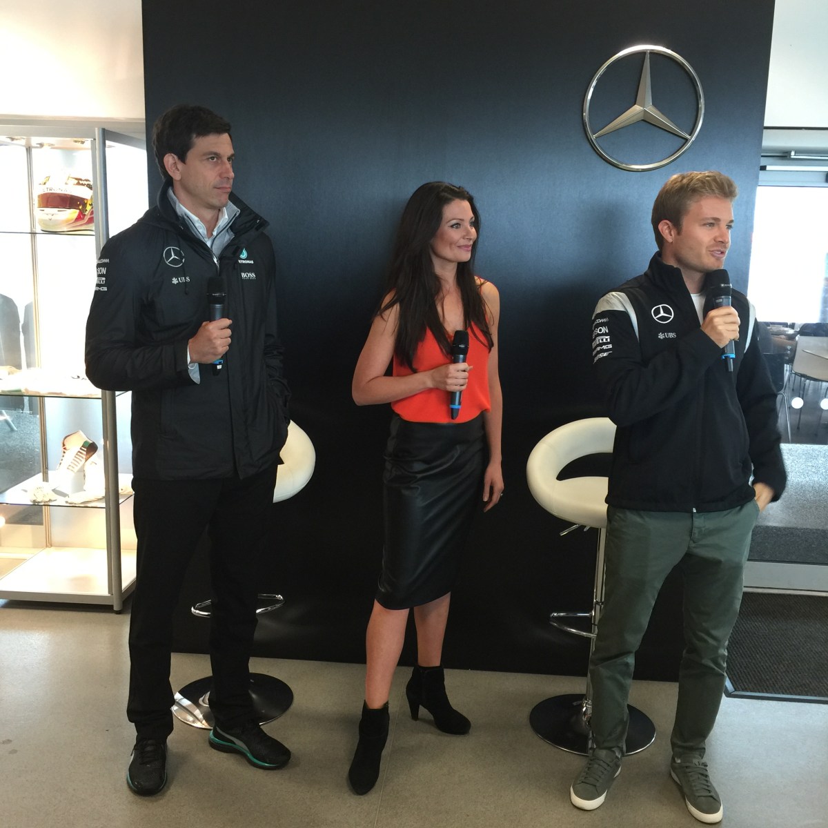 Toto Wolff, Torie Campbell and Nico Rosberg taking questions from the crowd.
